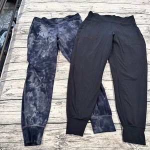 Lot of 2 Pairs Lululemon Align Joggers in Black and Grey Tie-Dye; Both Size 12